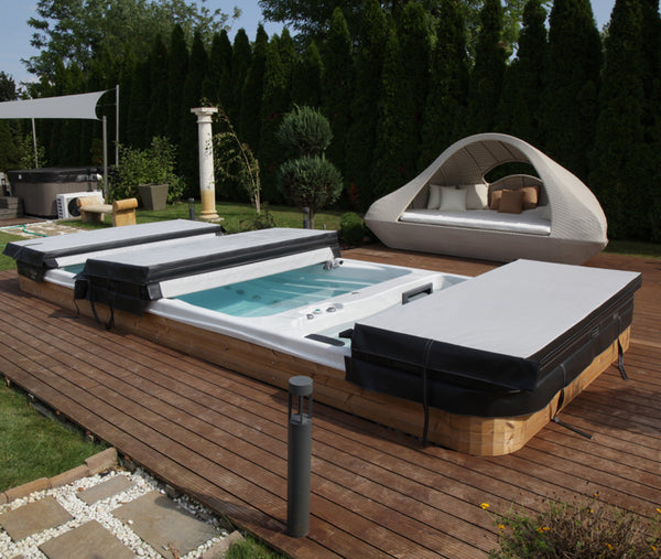 Covermates Whirlpool-Abdeckung Rechteckig - Wetterfestes Polyester, Mit Elastischem Saum, Khaki
